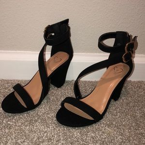 Black strappy heels